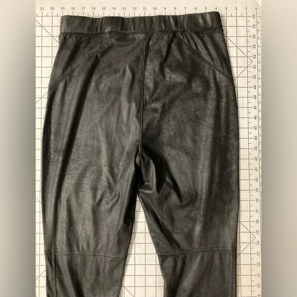 Free People Women’s Large Midnight Black Metallic Faux Suede Stretch Pants‎